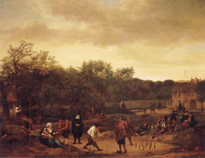 Jan Steen Landscape with skittle playes France oil painting art